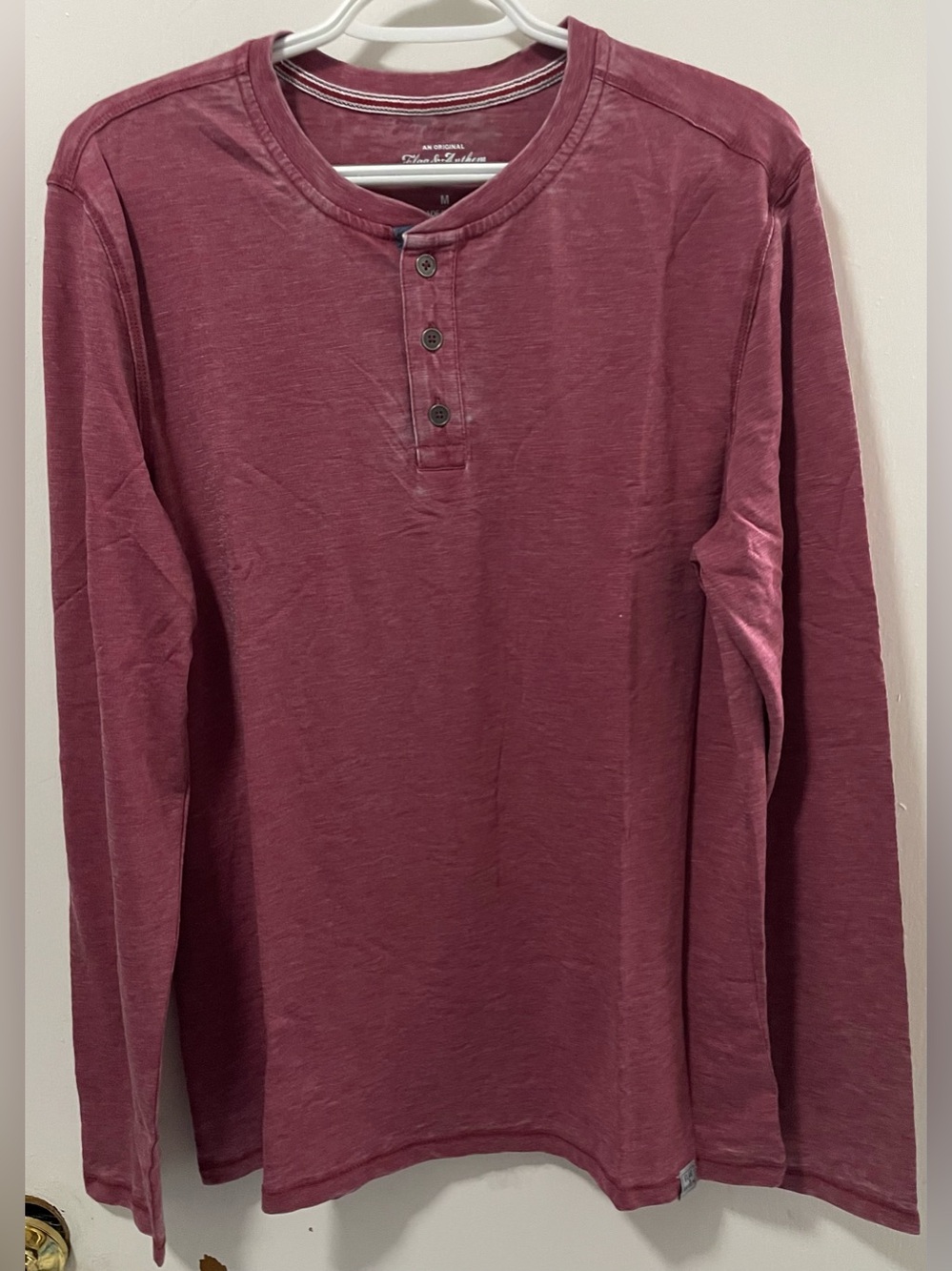 Flag & Anthem Men's Casual Long Sleeve Henley Shirt Top Color Red Size Medium M